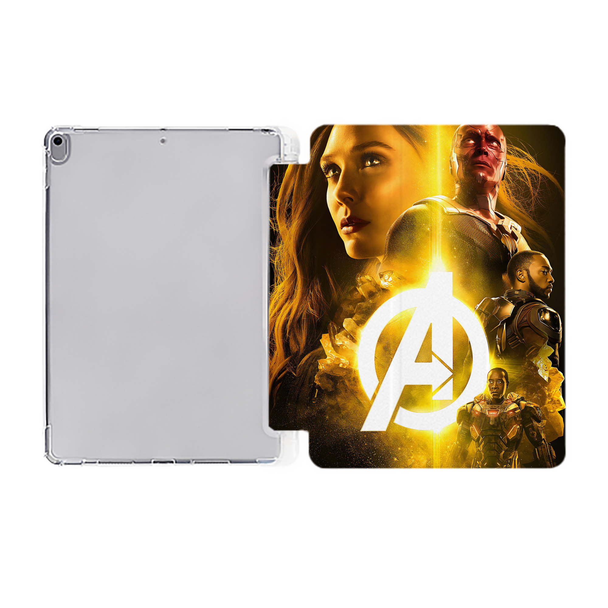（画像用） アベンジャーズ The Avengers IPad ケース ペン収納付き 三つ折りスタンド PUレザー×シリコン 対応機種9.5/10.5/10.9インチ
